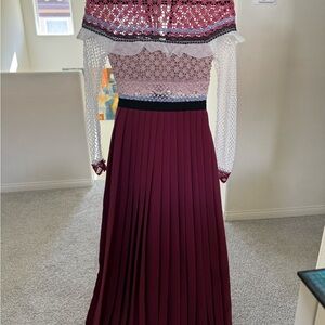 Self-Portrait Bellis Lace Trim Maxi Dress Red ( Never worn!)